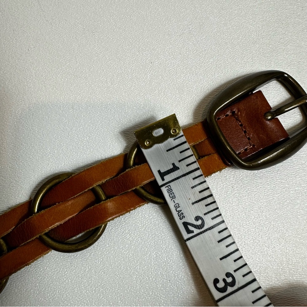 Express Brown Leather Woven Chain Style Belt - Picture 11 of 13